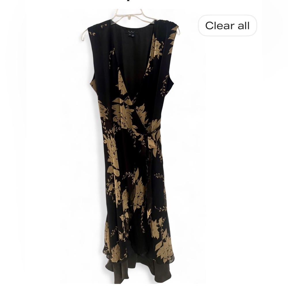 ECI Black and Gold Floral Maxi Dress